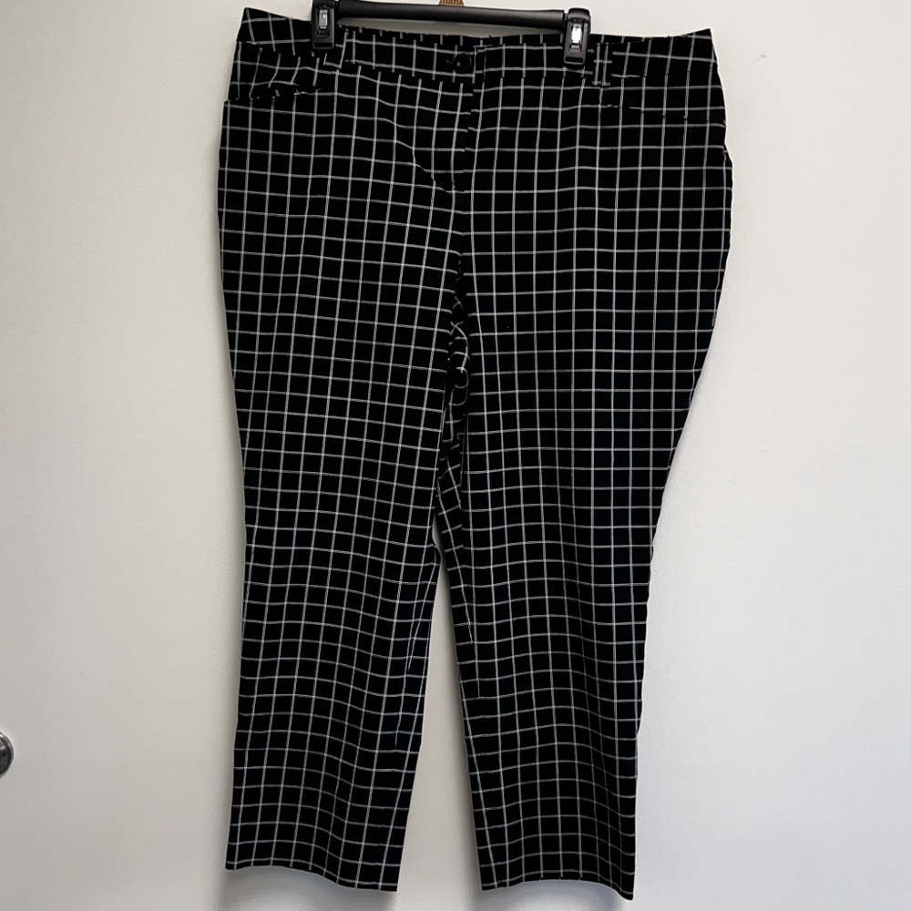 LANE BRYANT Womens 22 Short Sophie Black Blue Straight Fit Stretch Trouser Pants